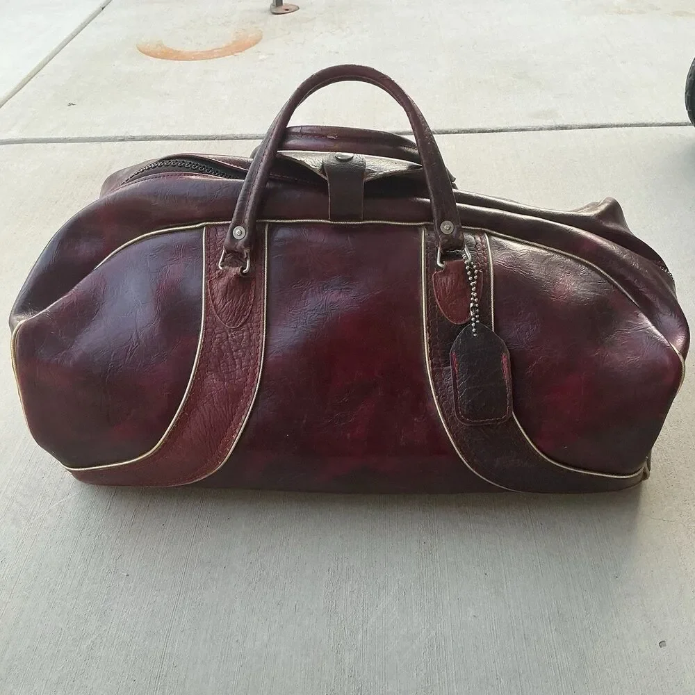 Vintage MacGregor USA Burgundy Sports Duffel Travel Bag Talon Zipper 24” Retro